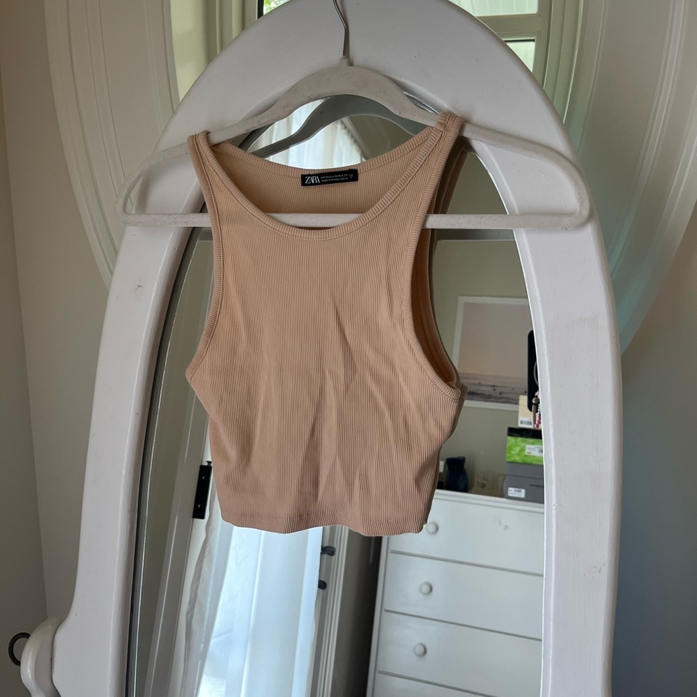 Tan ribbed tank top